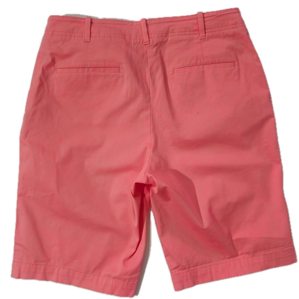 Talbots Shorts Womens 8 Coral Chino Flat Front Slash Pockets Zip - Picture 2 of 6